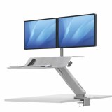 Pracoviště Sit-Stand Lotus™ RT – bílé na 2 monitory